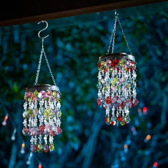 Glitzhome® 18.75" Solar Lit Beaded Wind Chimes, 2ct.